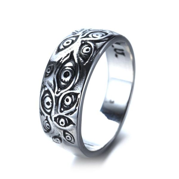

cluster rings 2021 vintage punk carved eyes mens ring finger jewelry hip hop rock culture women male party metal accessories, Golden;silver