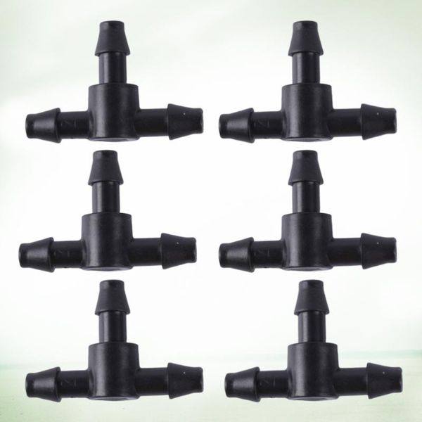 

4/7 size gardening drip irrigation system pipe connection fittings three-way barbed hose connector black watering equipments