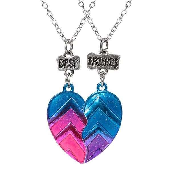

pendant necklaces 2pcs bff necklace womens heart friend letter fashion couple chain men friendship jewelry, Silver