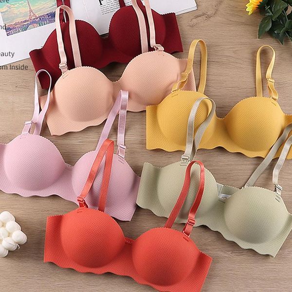 

solid wireless bra seamless women underwire adjustable push up bralette soft female breathable lingerie gathered yoga outfit