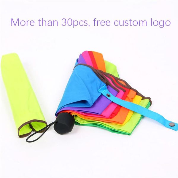 

umbrellas rainbow umbrella windproof waterproof colorful paraguas custom logo printing creative three folding