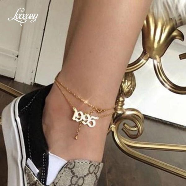 

anklets old english dating multi-layer anklet, anklet of birth year, ladies birthday amulet gift, christmas gift, Red;blue