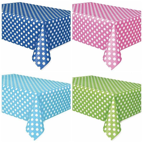 

disposable dinnerware 1pcs plastic tablecloth polka dot rectangle table covers birthday wedding anniversary party event decoration supplies