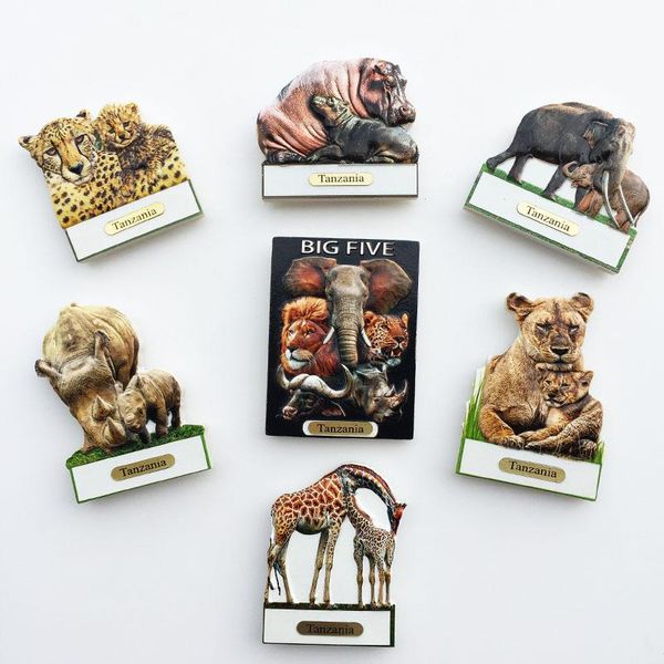 

fridge magnets qiqipp african tanzania creative animal tourism commemorative decorative crafts lion rhinoceros hippo magnetic refrigerator