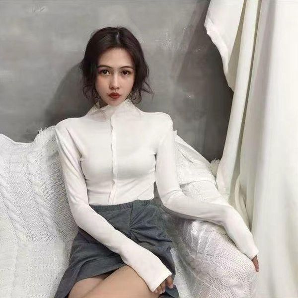 

women's turtleneck autumn and winter long sleeve t-shirt top, White