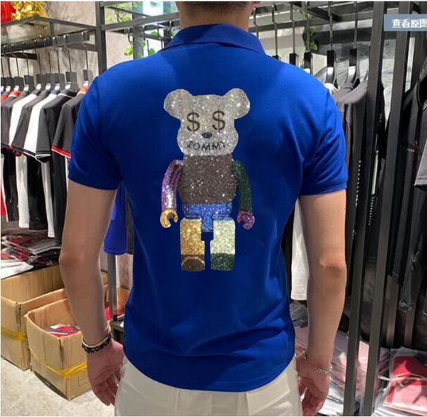 

men's t-shirts mark for male shirt strass fashion solid color abarth polo summer short sleeve casual business s, White;black