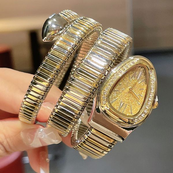 Orologi da donna con diamanti pieni Orologi da polso con bracciale in oro rosa serpente Orologio di design di lusso delle migliori marche regalo per donna Natale San Valentino Regali per la festa della mamma cronografo