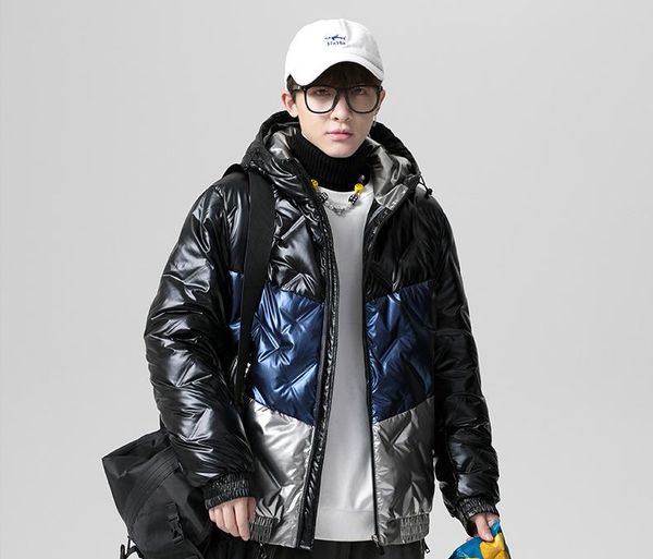 

mens winter overcoat korean stylish down jacket daily men's warm looset green blue size l  xxl 3xl 4xl high outwear, Black