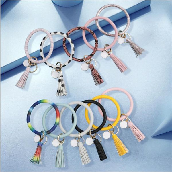 

charm bracelets 17 colors keychians key ring wrist keychain tassel rings bangle for diy jewelry women girls, Golden;silver