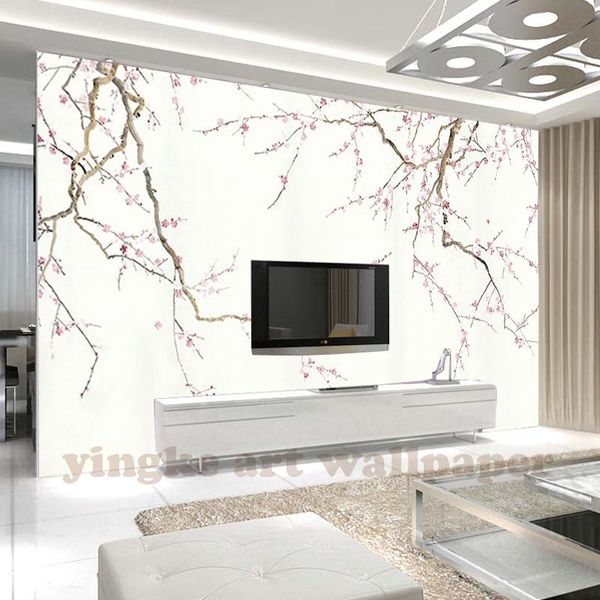 

wallpapers custom 3d poster po wallpaper beige back hd plum blossom image living room background pography wall mural painting
