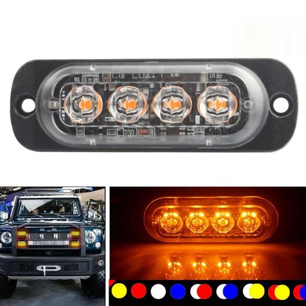 

emergency lights 4 led car strobe warning light grill flashing breakdown truck trailer beacon lamp side for cars