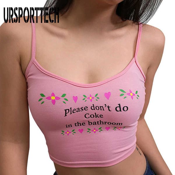 

summer camis women vest v-neck sleeveless tank women casual letter short crop camis tees for women 210528, White