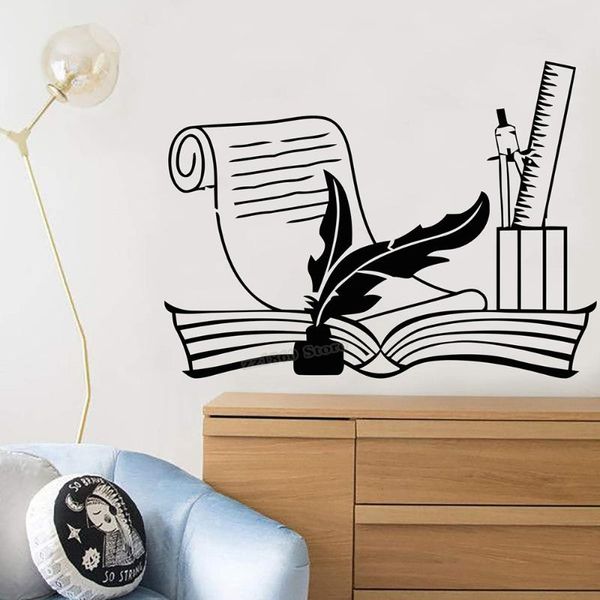 

wall stickers books with pen decals writer room reading library sticker education nurseries school decor b589