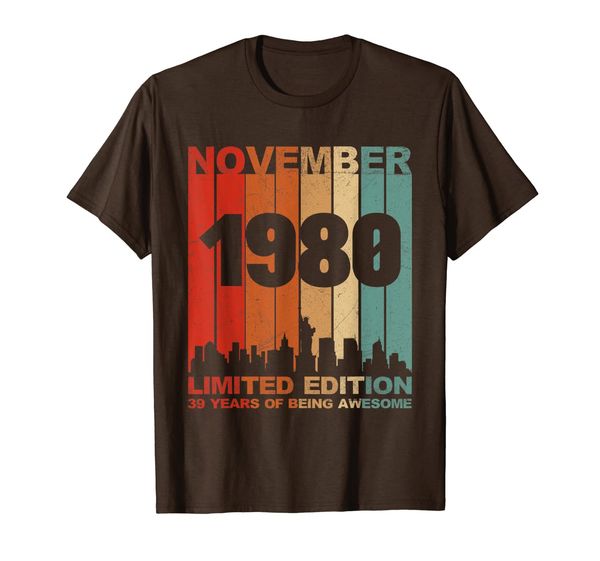 

awesome november 1980 39th birthday 39 years old shirt gift, White;black