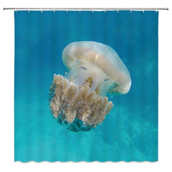 

underwater shower curtain underwater world tropical jellyfish blue ocean sea animal kids children hawaiian nursery decor fabric