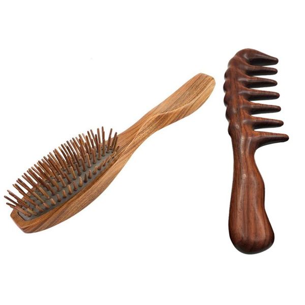 

pcs wooden natural handmade detangling massage hair comb, a & b brushes, Silver