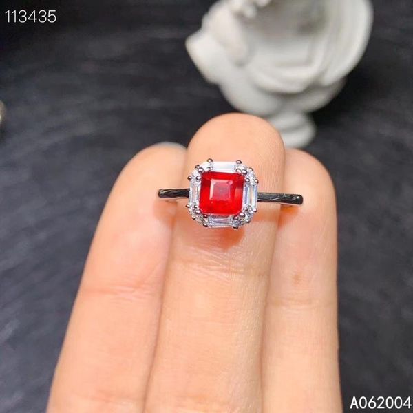 

cluster rings kjjeaxcmy fine jewelry 925 sterling silver inlaid natural adjustable ruby female ring vintage support test with box, Golden;silver