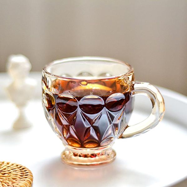 

amber yellow glass coffee cup tea milk juice water cups glasses 200ml wine