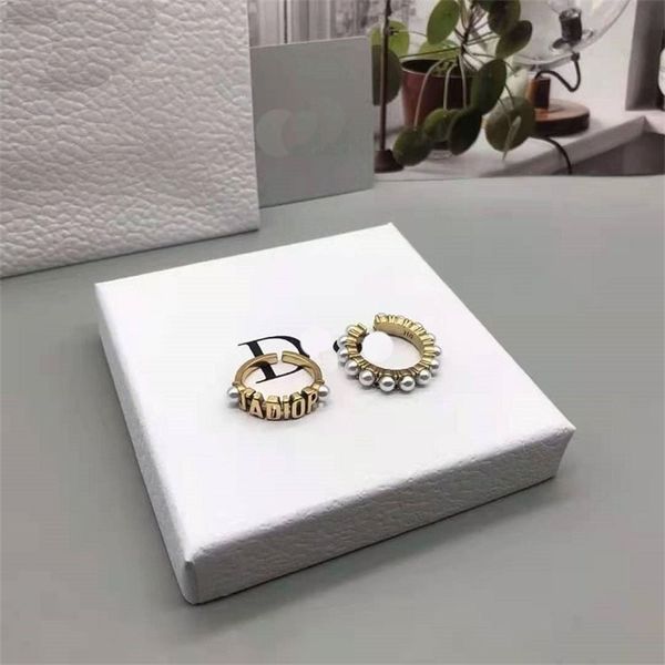 

special offer designer jewelry letter pearl fashion brass old ring female bkip, Silver