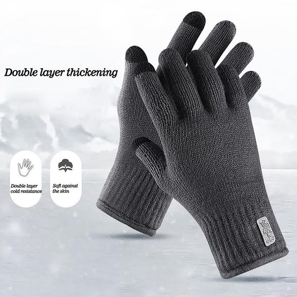 

winter warm gloves silicone touch screen zipper plus velvet outdoor sports riding ski windproof waterproof men women cycling, Black