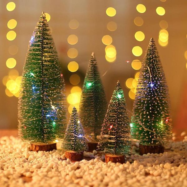 

christmas decorations table green hoarfrost mini pine tree needles with led lights g8m6