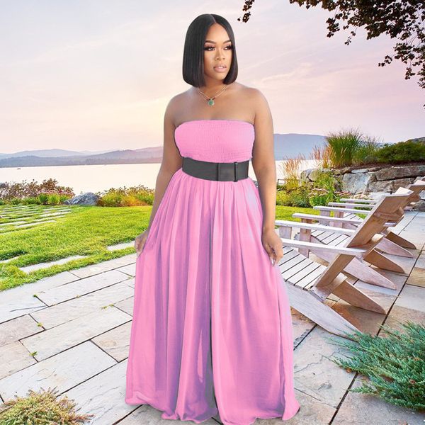 

fashion dress women's 2021 summer waist wrapped chest long beach, Black;pink