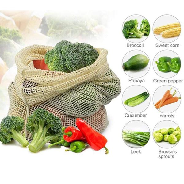 

hanging baskets eco-friendly cotton mesh bag produce fruit storage container shopping bags vegetable and bas