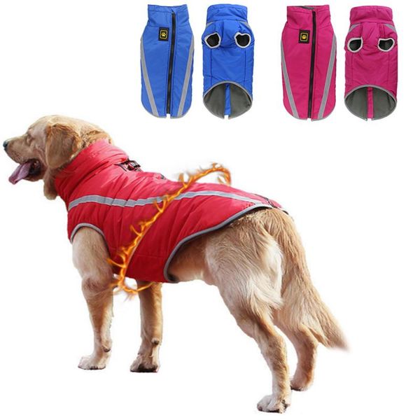 

dog apparel xl-6xl pet clothes medium large dogs warm autumn and winter waterproof windproof jacket polyester polar fleece pp cotton