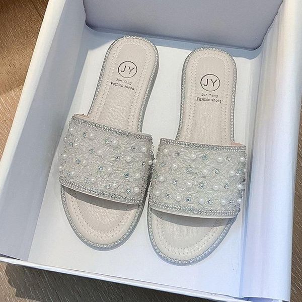 

slippers rubber summer women's shoes pantofle low glitter slides shale female beach fashion 2021 soft jelly sabot flat luxury, Black