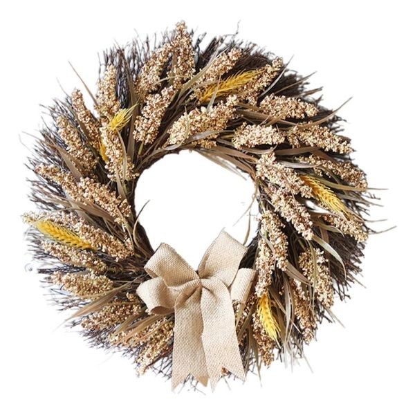 

decorative flowers & wreaths autumn fall wreath front door harvest wheat ears grain garland for wedding wall home farmhouse thanksgiving dec