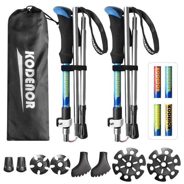 

trekking poles kodenor 2 pcs walking stick collapsible pole set men women 5 sections climbing hiking accessories