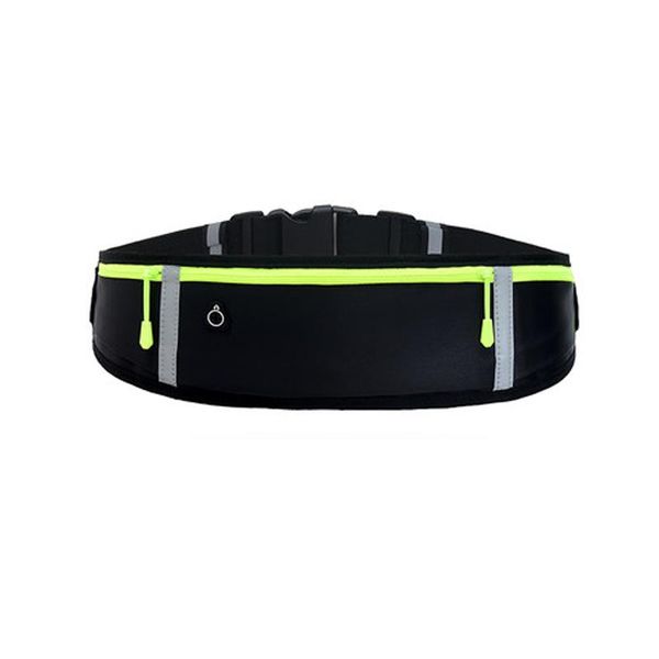 

outdoor bags running waist waterproof phone container jogging hiking gym fitness bag 3 pocket reflective strip design belt