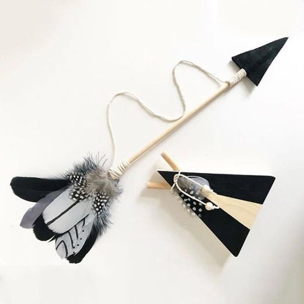 

decorative objects & figurines 1 pcs wood hanging decoration feather baby room deco play tents ornament born bedroom tent arrow pendant wall