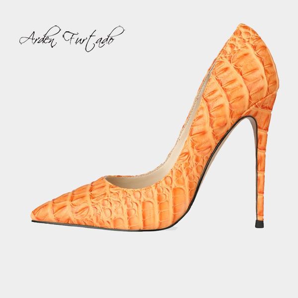 

dress shoes arden furtado summer fashion women's pointed toe stilettos heels classics elegant slip-on shallow orange pumps 43 45, Black