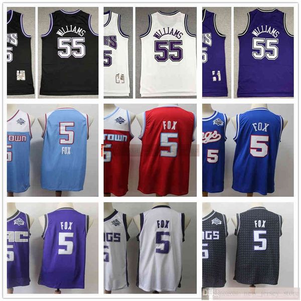 

2020 new blue red city deaaron basketball 5 fox jersey retro jason stitched 55 williams jerseys purple white black, Black;red