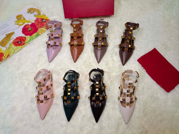 

women's sandals italian designer's flattie are sharp, intellectually feminine, full of aura, sexy, exquisite rivet drilling and le, Black