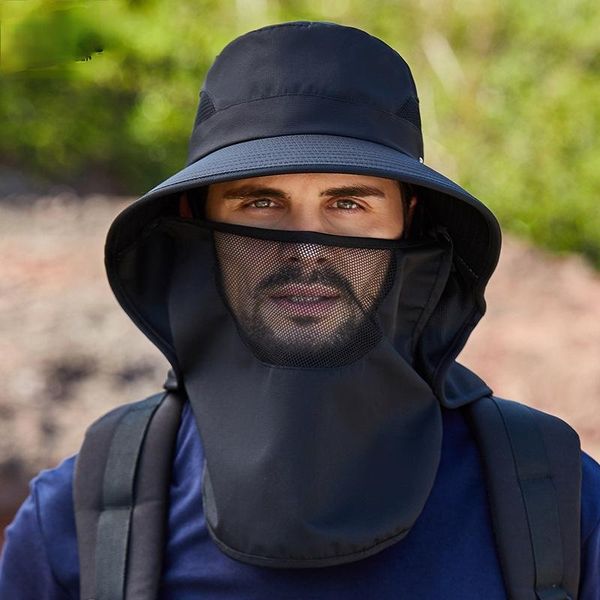 

beanies outdoor sunshade hat for men and women with horsetail hole mesh breathable sun protection half round brim climbing