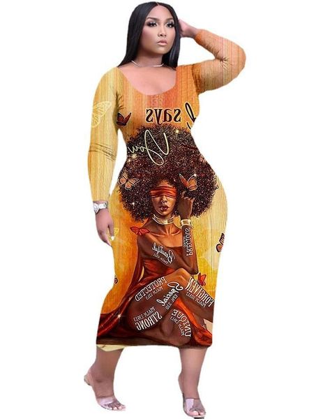 

plus size dresses chic dress women 2021 winter autumn trendy long sleeve bodycon skinny night club boho printed outfits 4xl 5xl, Black