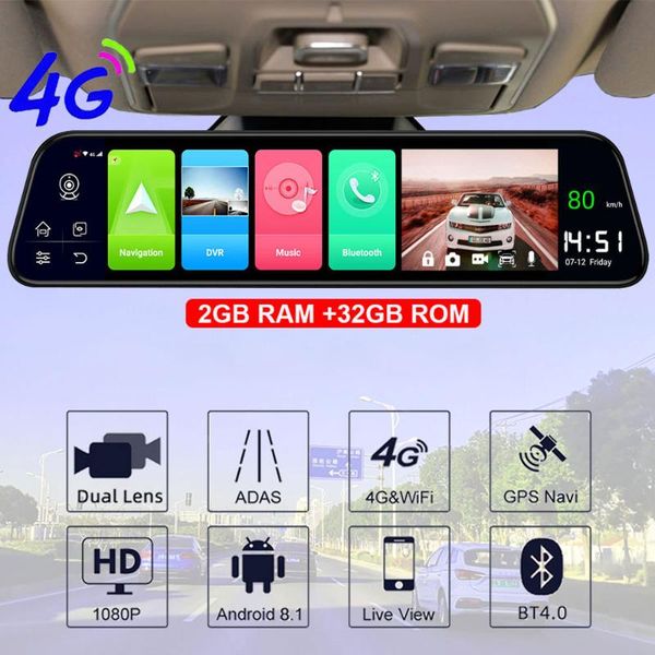 

inch car dvr camera hd 1080p dual lens 170 degree android 8.1 led touch screen display driving recorder 2+32g dvrs