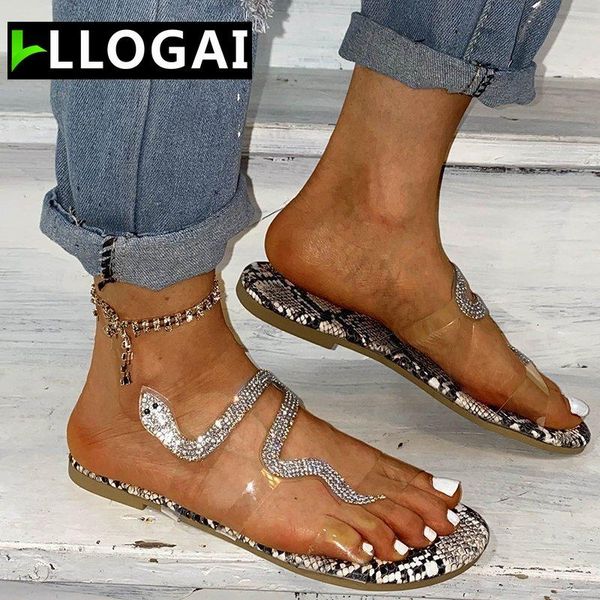 

ladies flat shoes woman slipper sandals outdoor slippers women serpentine summer crystal beach slides flip flops, Black