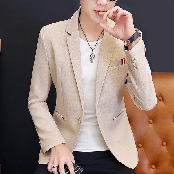 

men's suits & blazers suit jacket 2021 autumn solid color casual business brand clothing men slim blazer masculino 3xl, White;black