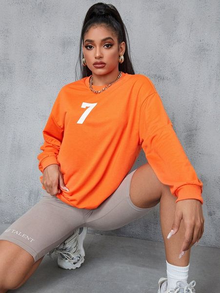 

number print drop shoulder sweatshirt 44dn#, White;black