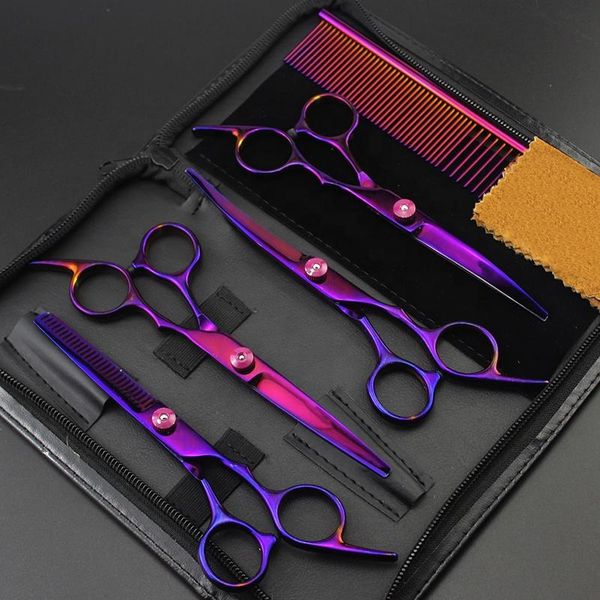 

hair scissors purple professional 6 inch stainless steel cutting set