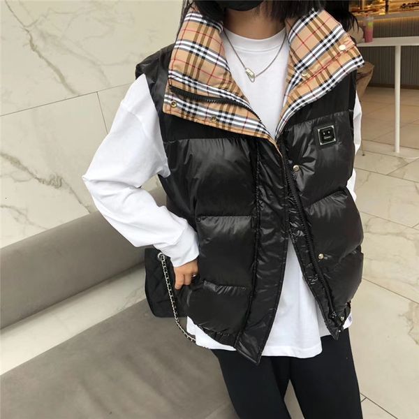

down coat autumn and winter thickened warm vest women's short white duck camisole outside wearing 33, Black