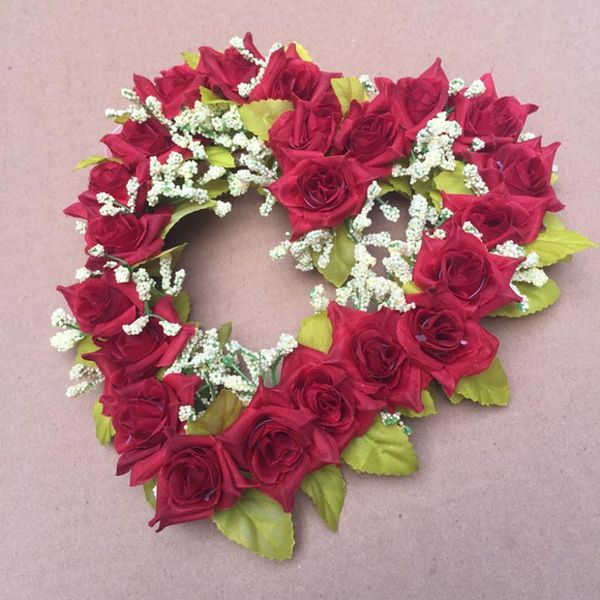 

family decoration artificial garland heart-shaped flower silk rose leaf vine ivy for wedding home decorative flowers & wreaths