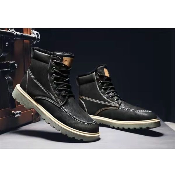 

winter new plush men's work boots k09, Black