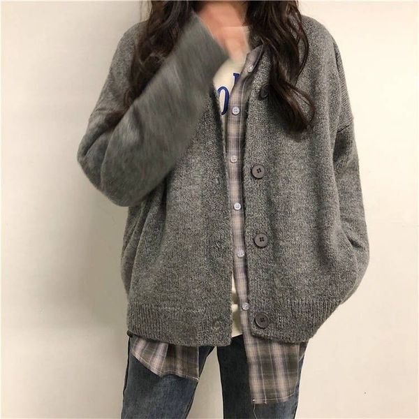 

women's sweaters female sweater autumn winter knitted thick color solid jacket long casual gray cardigan sleeves jh8m, White;black
