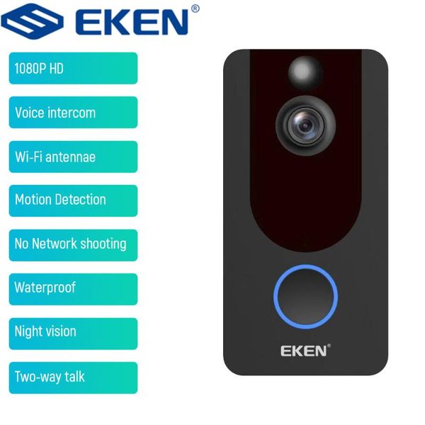 

eken-v7 hd 1080p wifi wireless smart camera, video intercom with night vision function, doorbell, pir, security camera xsh app doorbells