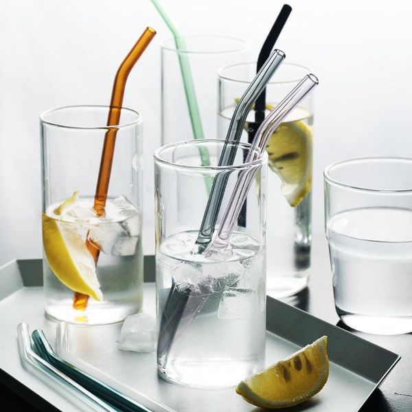 

drinking straws high borosilicate glass reusable 10 straw eco friendly with brushes for party bar accessories set