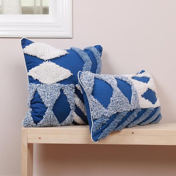 

cushion/decorative pillow boho 45x45cm/30x50cm cushion cover blue white home decoration geometric tufted for sofa bed chair living room